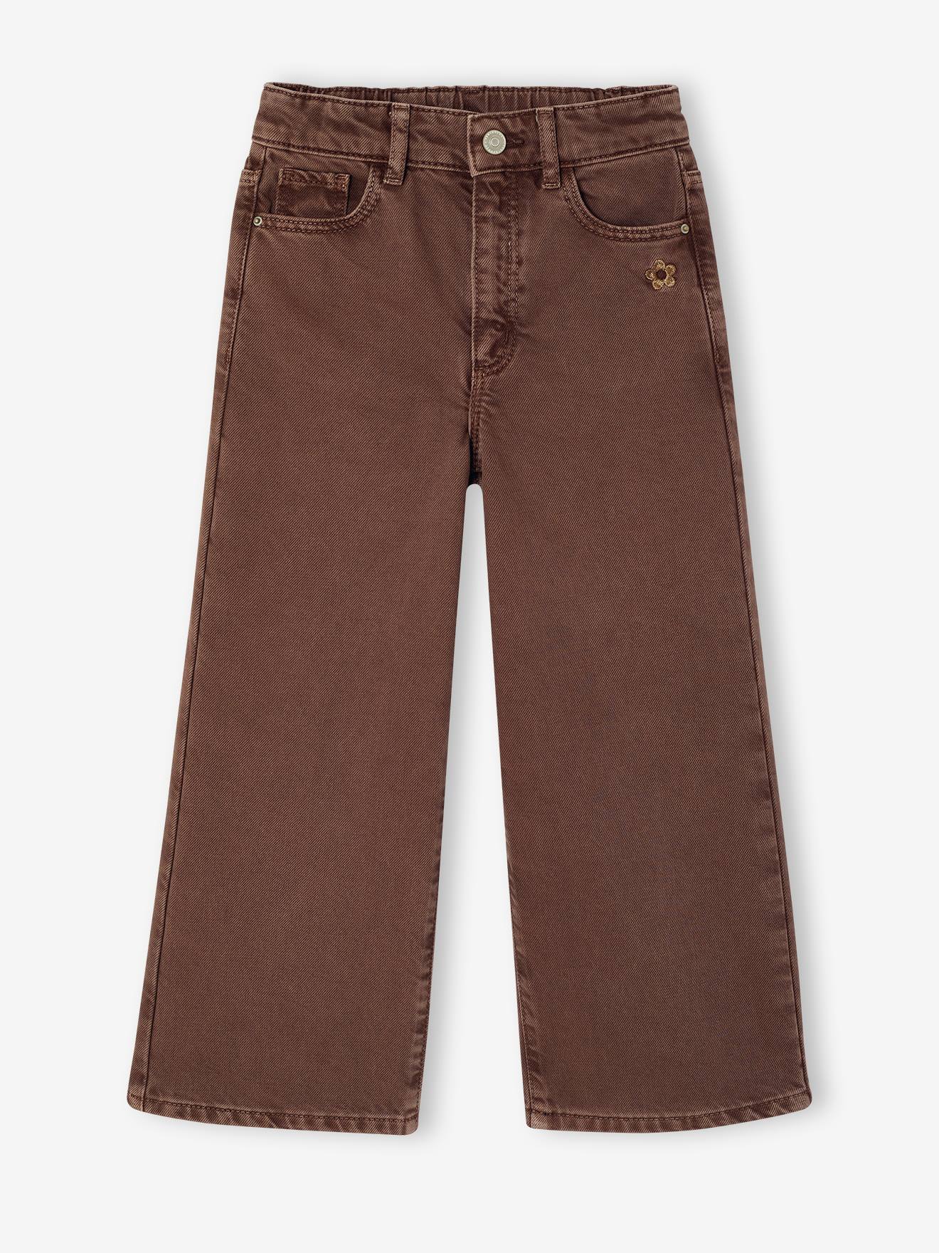 Weite Mädchen Hose mit Blumenstickerei