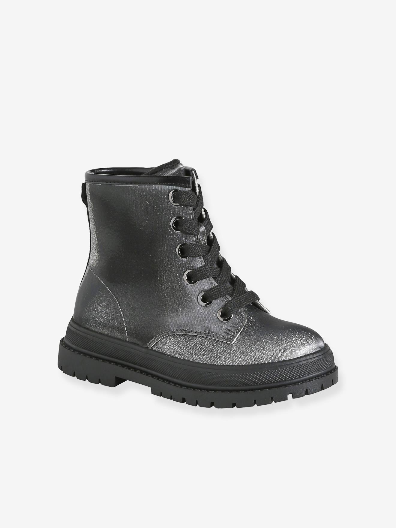 Mädchen Glitzer-Schnürboots mit Anziehtrick und Profilsohle
