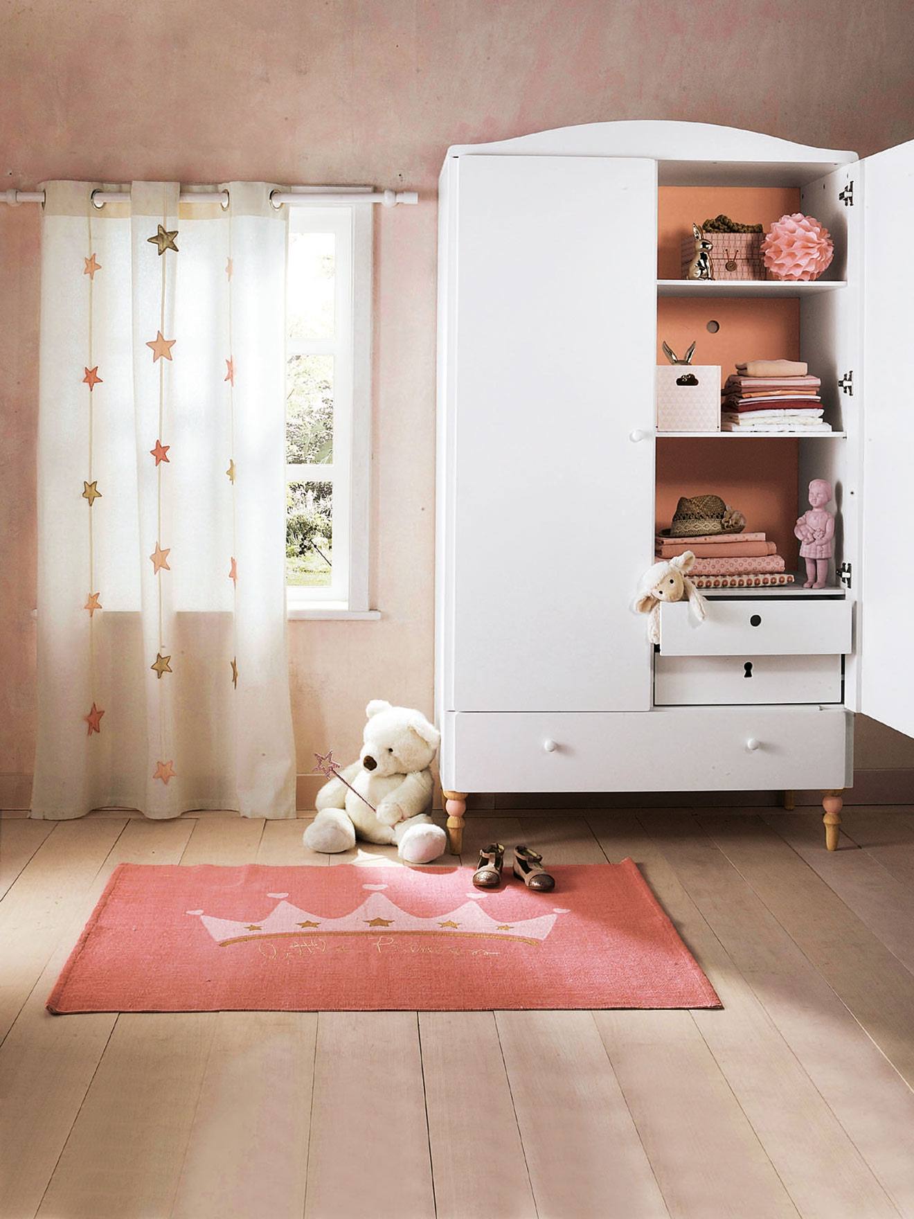Vertbaudet Kinderzimmer Vorhang, blickdicht in weiß sterne