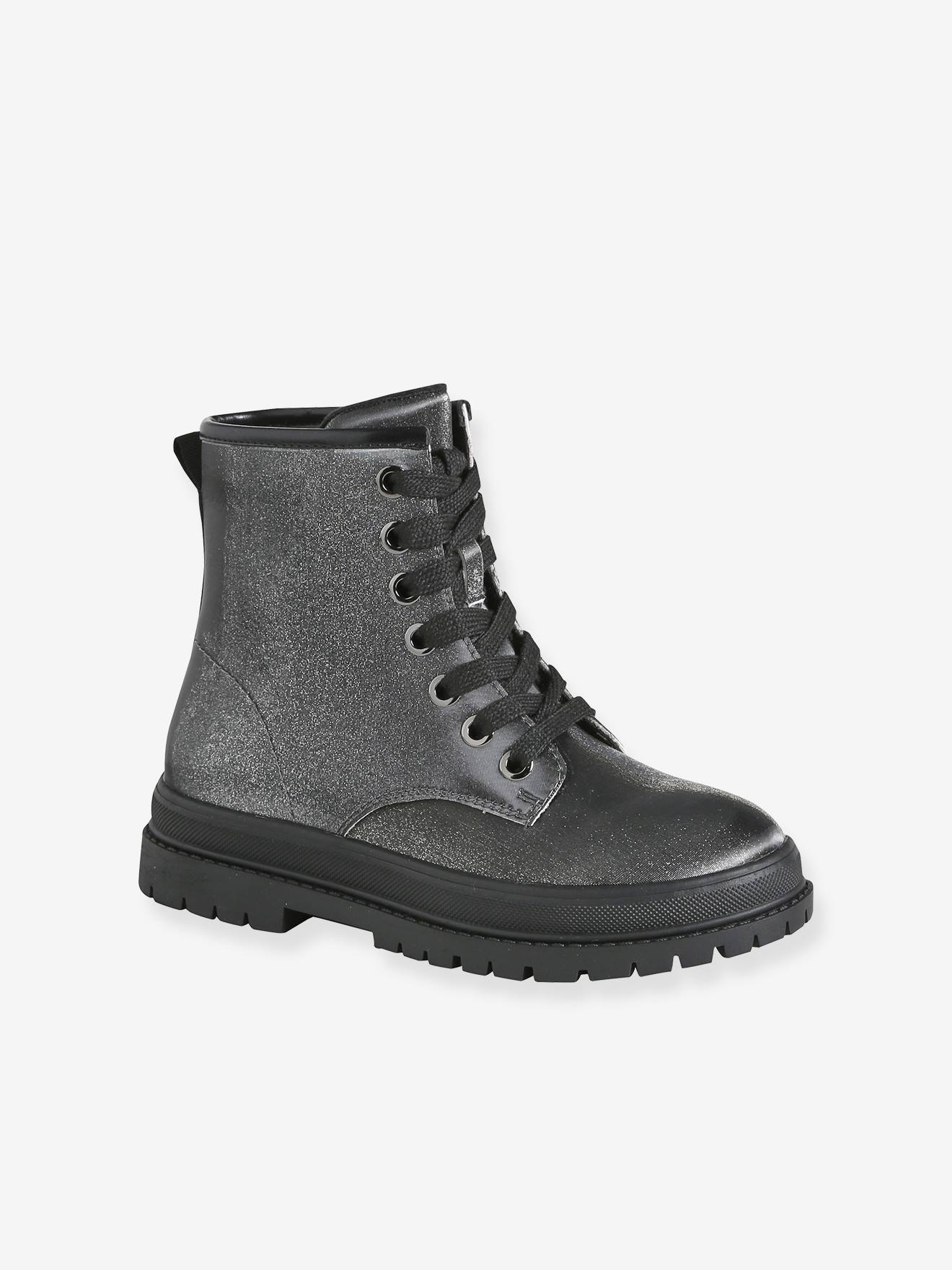 Mädchen Glitzer-Schnürboots mit Reißverschluss und Profilsohle