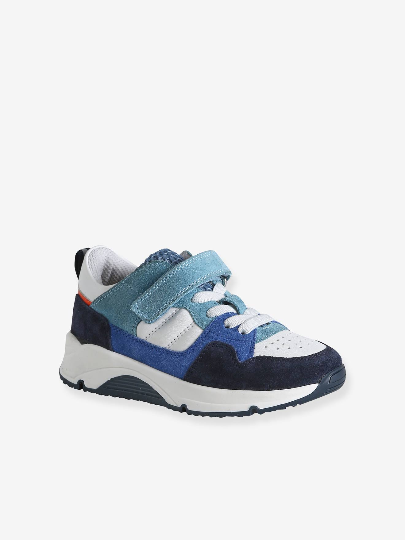 Ledersneakers mit Schnürsenkeln und Klettverschluss Jungen