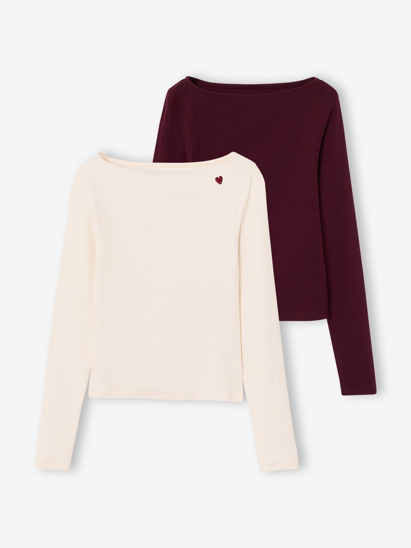 2er-Pack Shirt mit U-Boot-Ausschnitt Ripp-Jersey Mädchen JONEN