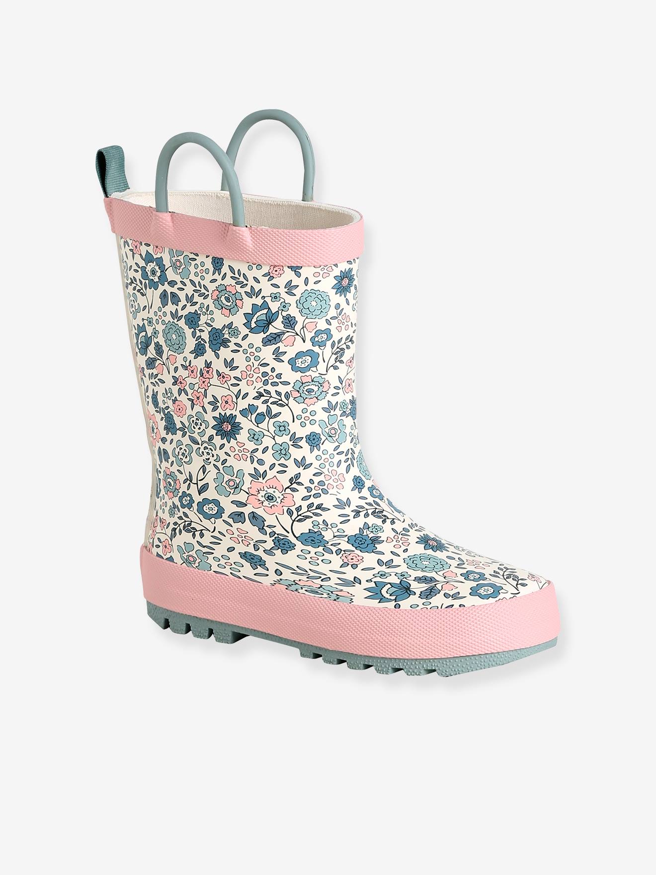 Kinder Gummistiefel mit Blumenprint und Anziehtrick blumen