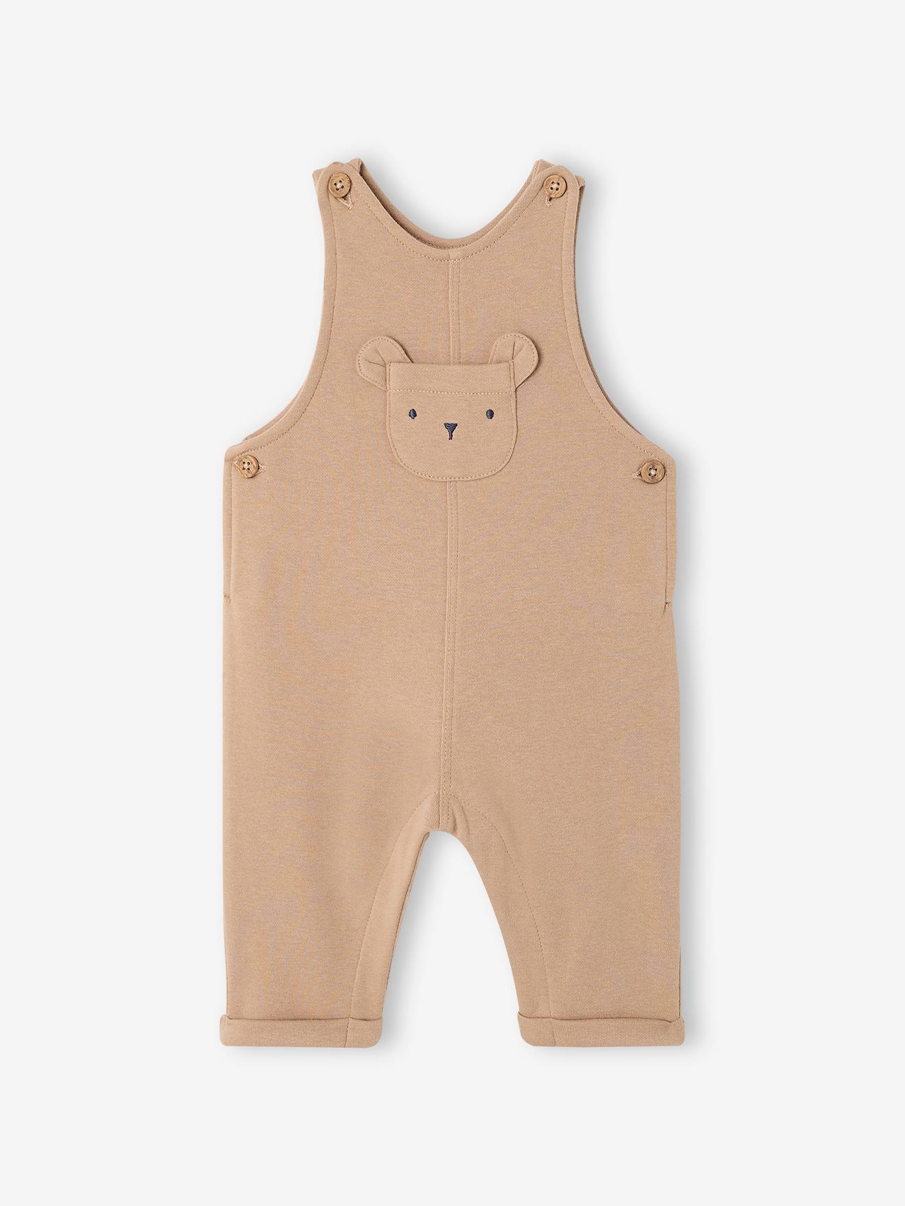 Baby Latzhose mit Tasche Bär-Motiv und 3D-Ohren