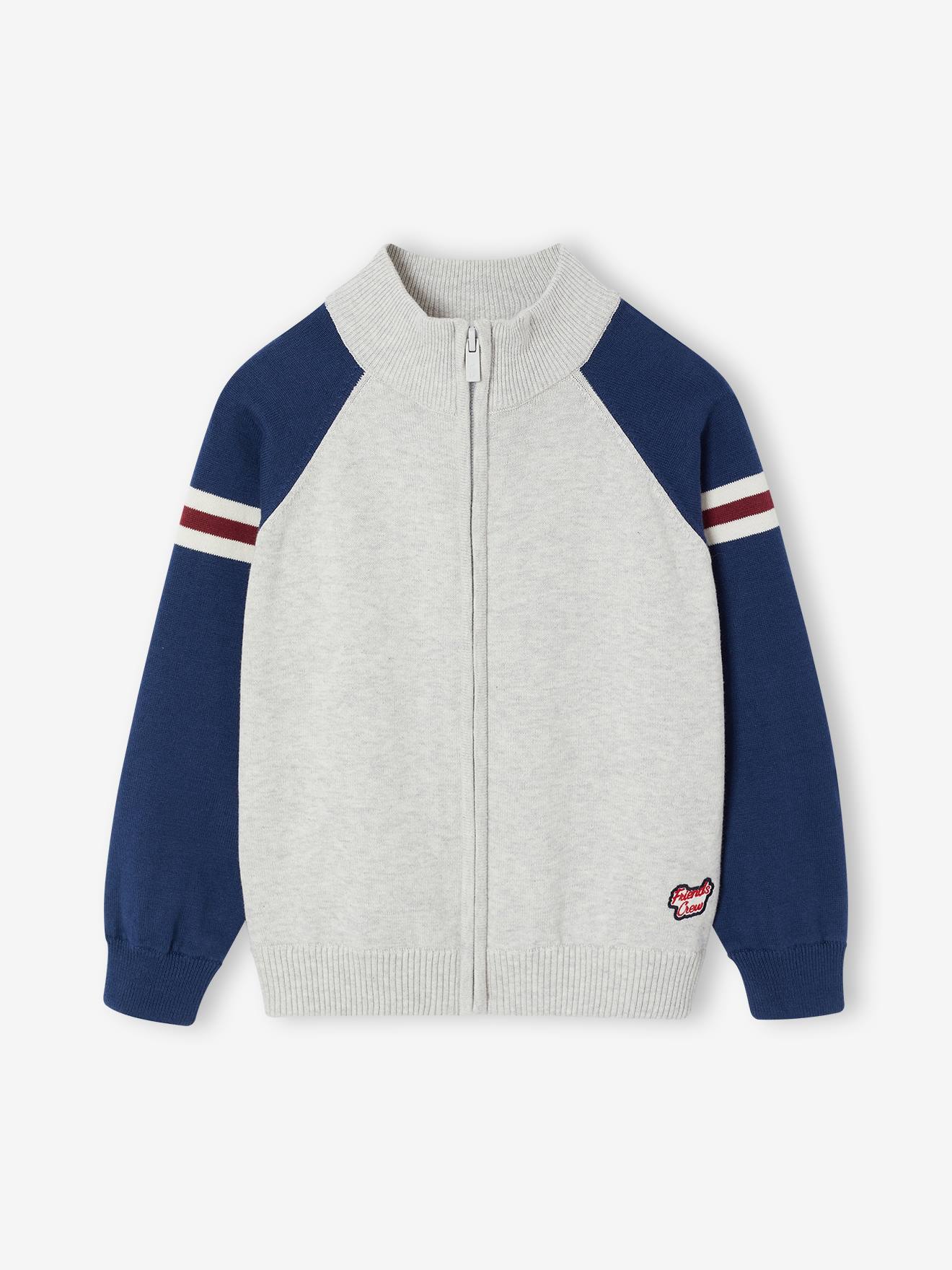 Strickjacke mit Stehkragen und Kontrast-Details Jungen