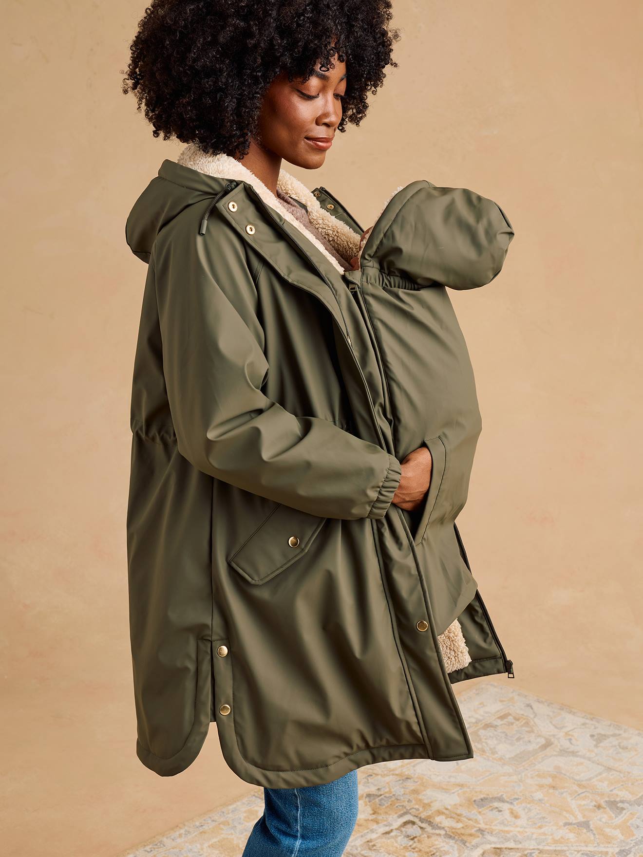 Lange Regenjacke mit Babyeinsatz für Schwangerschaft und Stillzeit ENVIE DE FRAISE