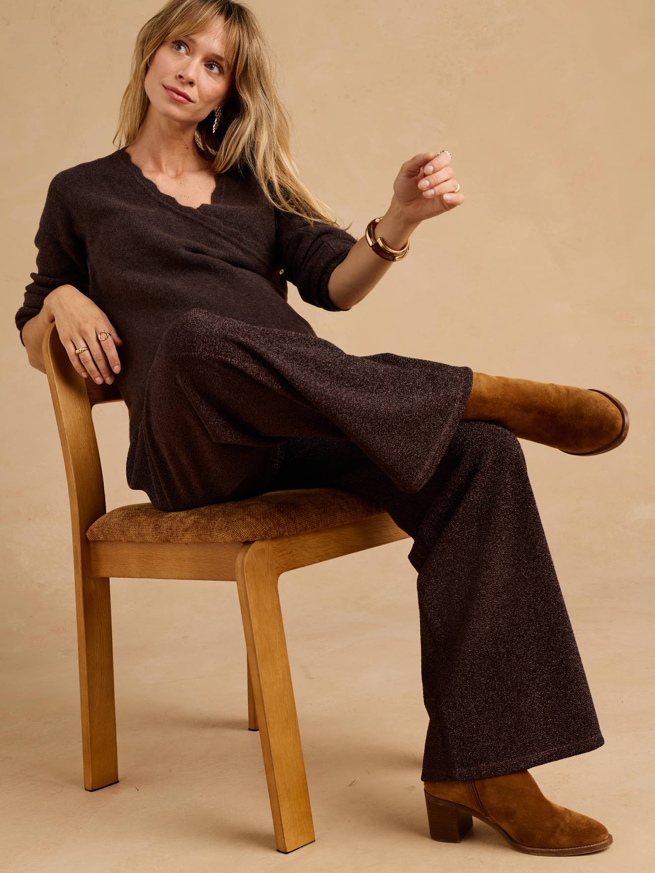 Umstandshose mit Glitzereffekt Wide-Leg ENVIE DE FRAISE schokolade