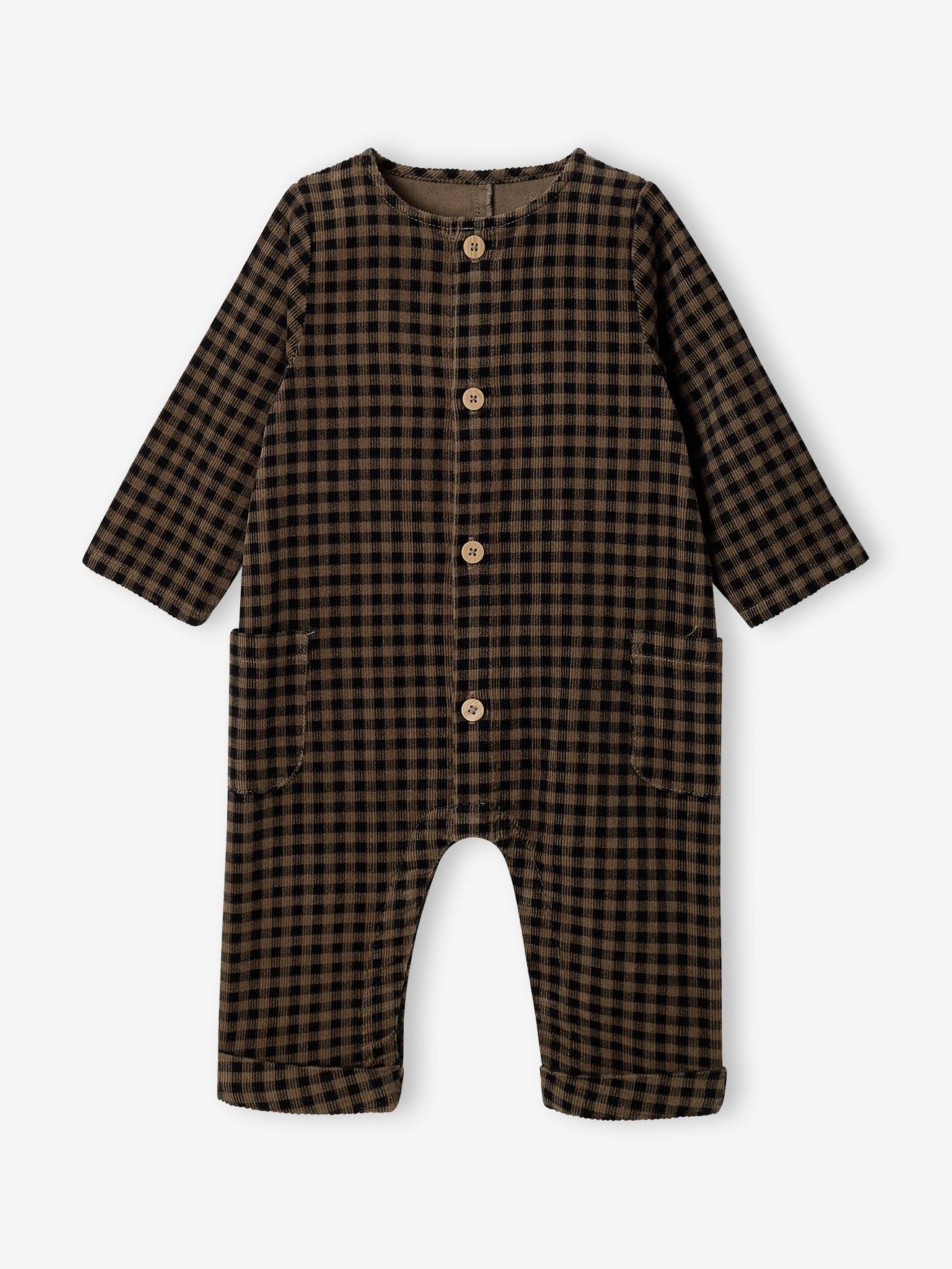 Baby Samt-Overall mit Knopfleiste