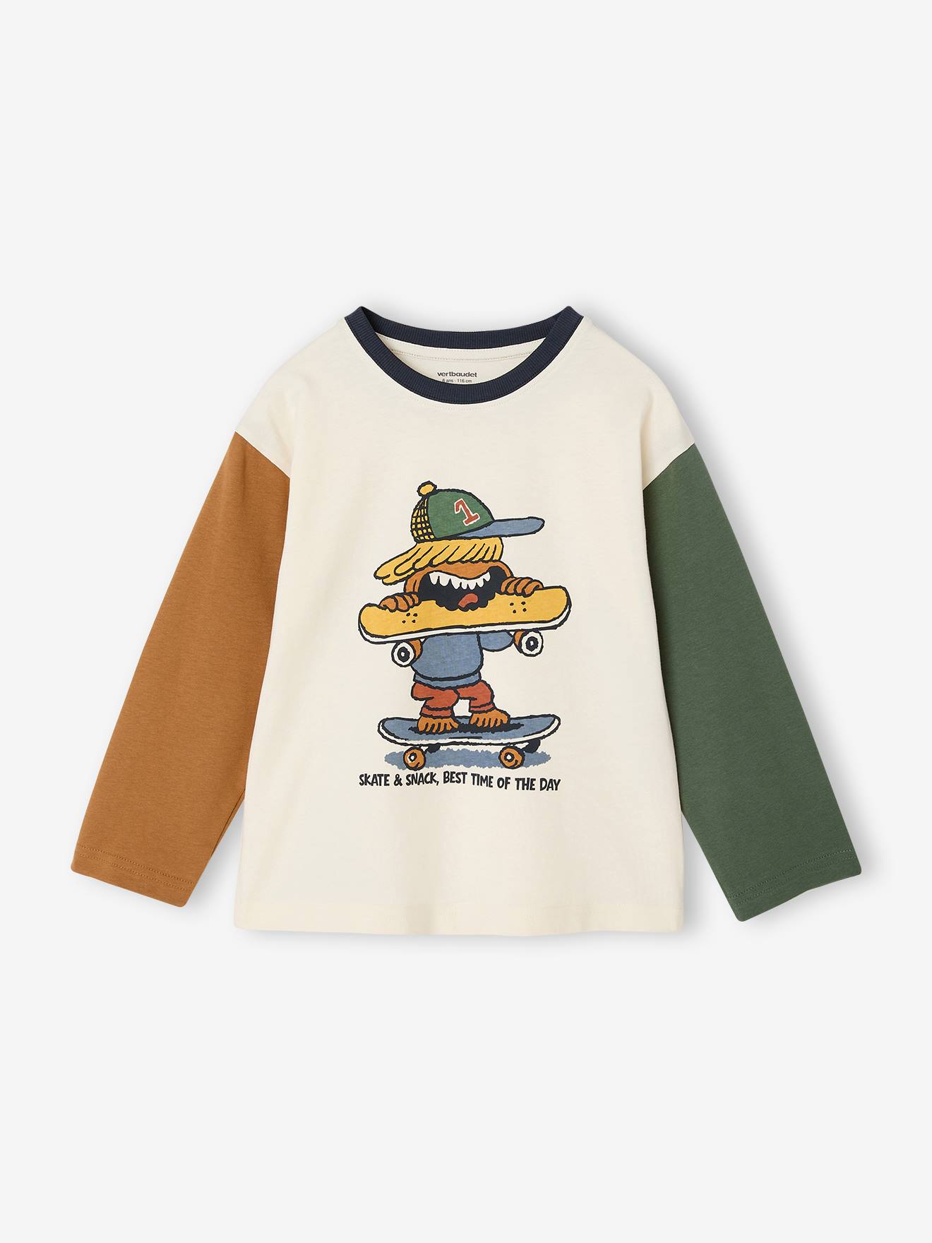 Shirt mit kontrastfarbenen Ärmeln und Print Jungen