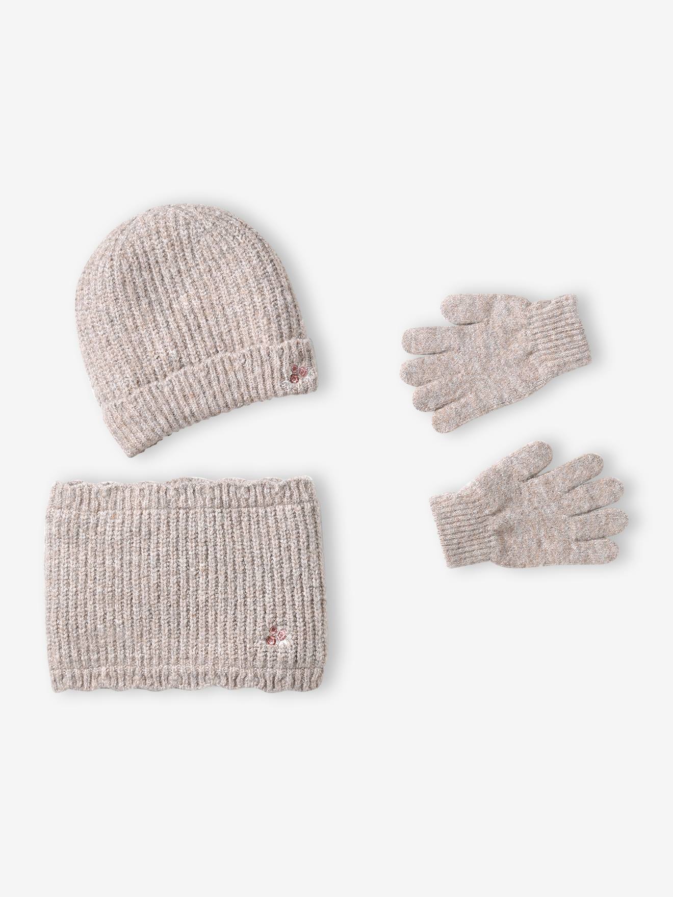 Set aus Strickmütze