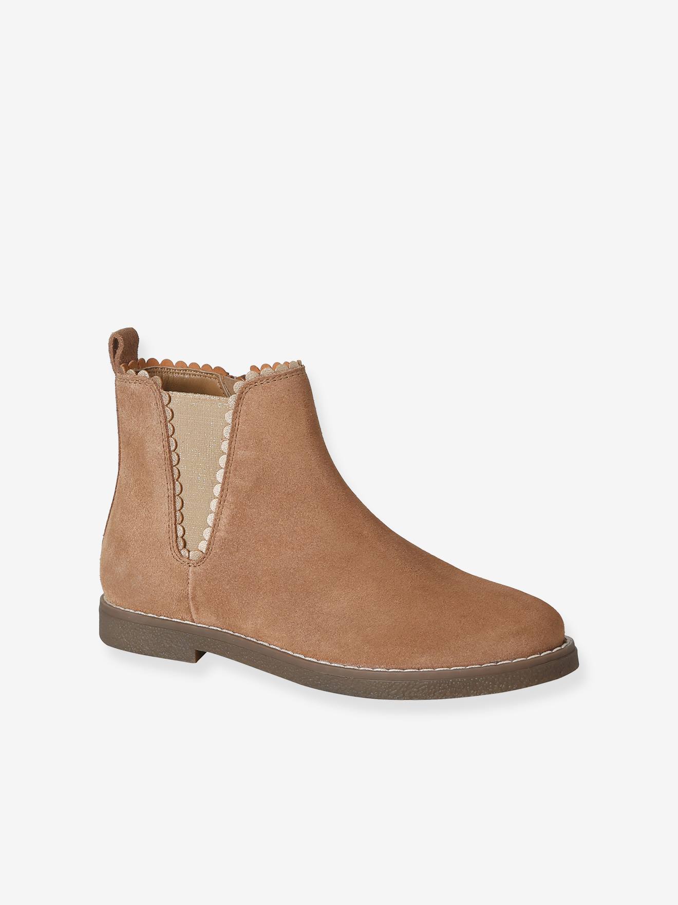 Mädchen Leder-Boots mit Zierborte