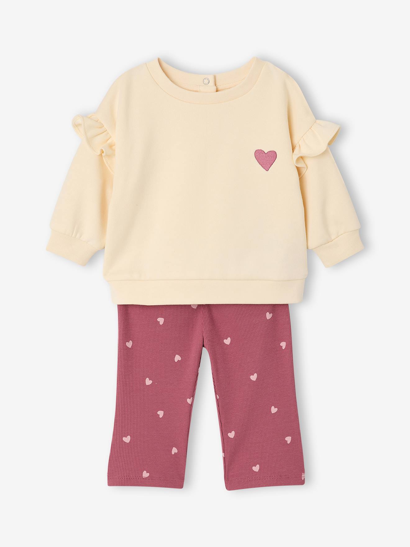 Baby-Set aus Sweatshirt mit Herz-Stickerei und Leggings