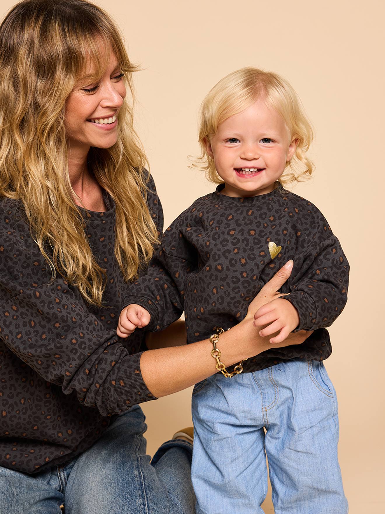 Baby Sweatshirt ENVIE DE FRAISE Mama-Tochter-Capsule LEOPARD Bio-Baumwolle personalisierbar