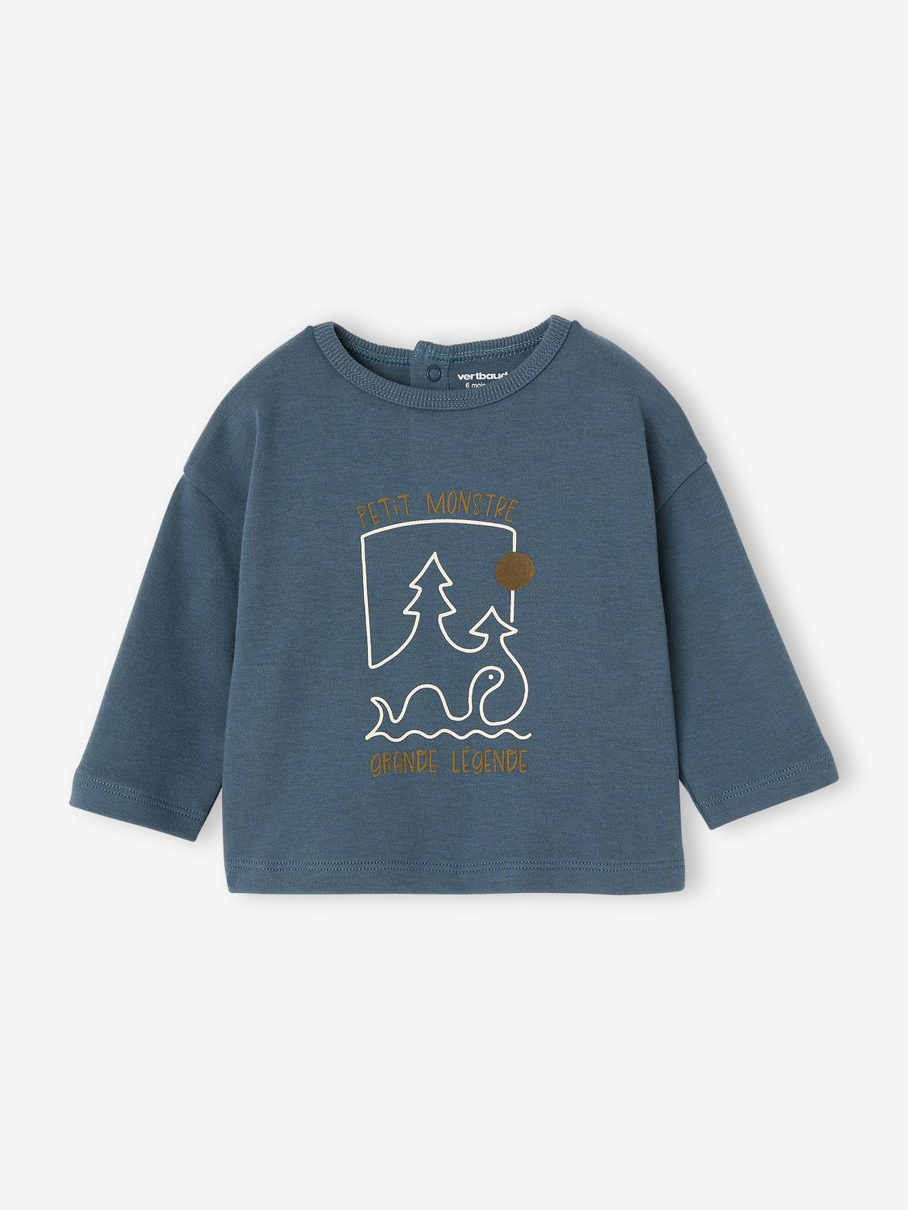 Baby Shirt mit Print und Druckknöpfen hinten Bio-Baumwolle pfauen