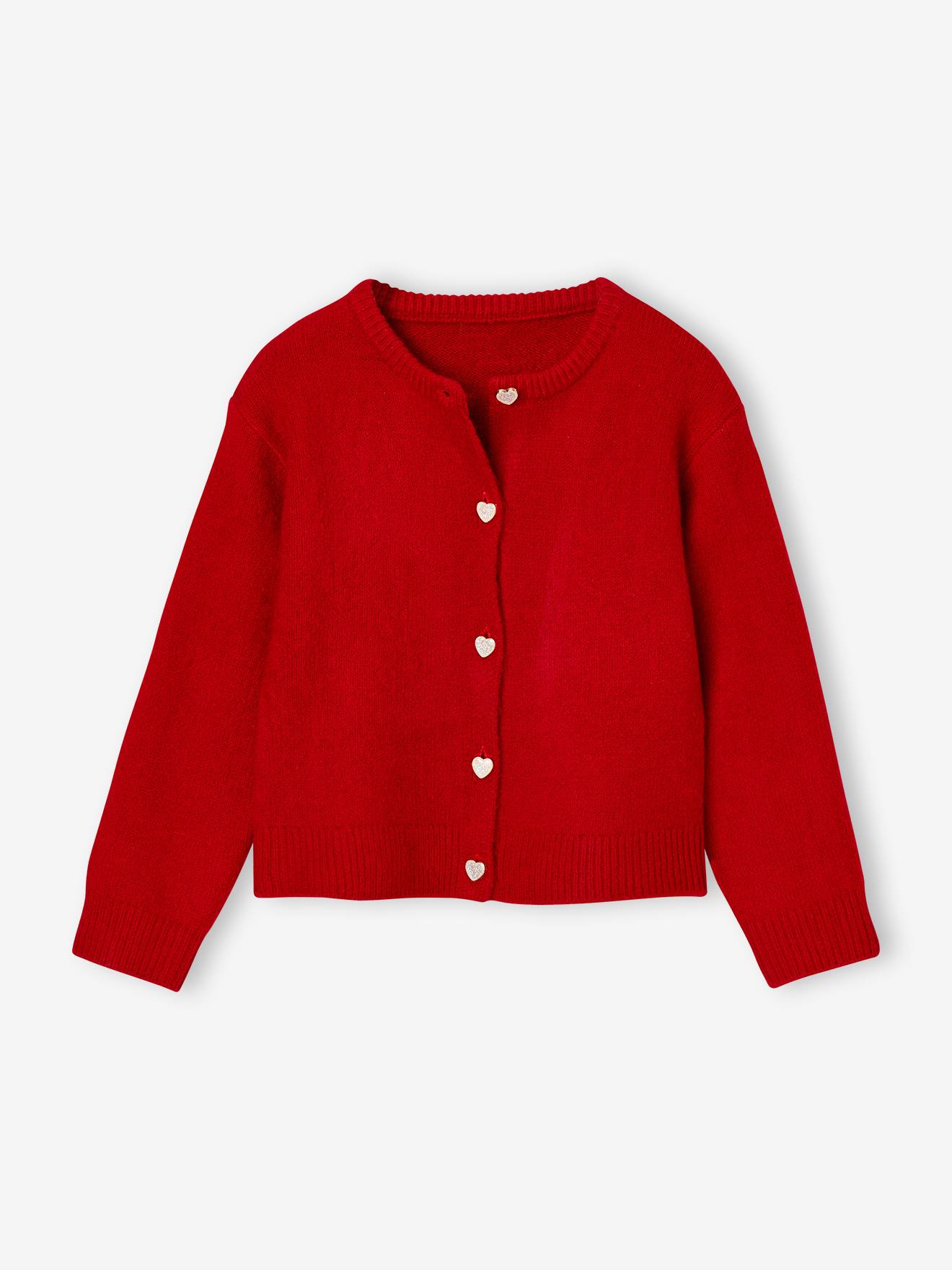 Strickjacke mit Herz-Knöpfen Mädchen