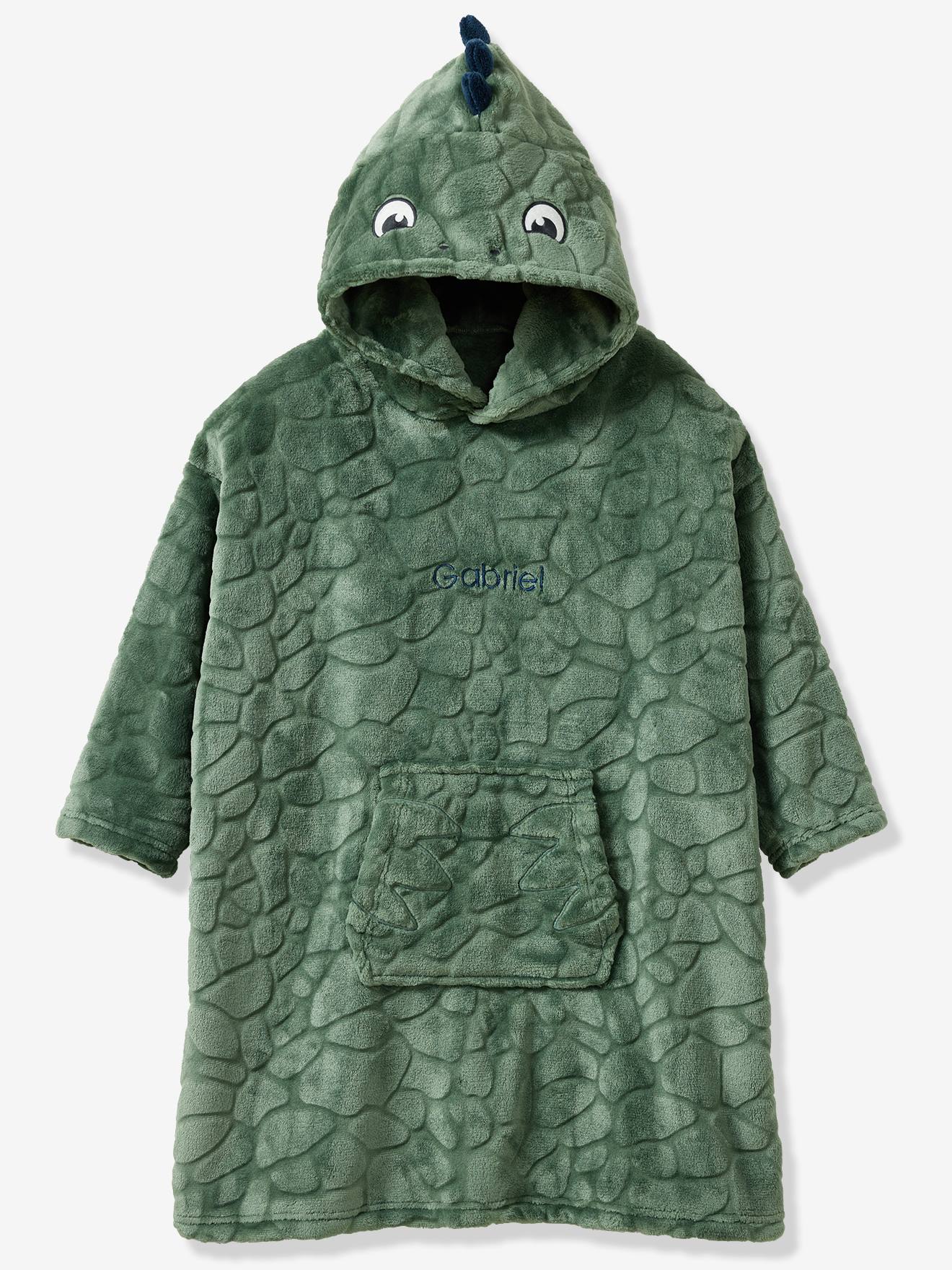 Kinder Plüsch-Poncho DRACHE mit 3D-Kamm