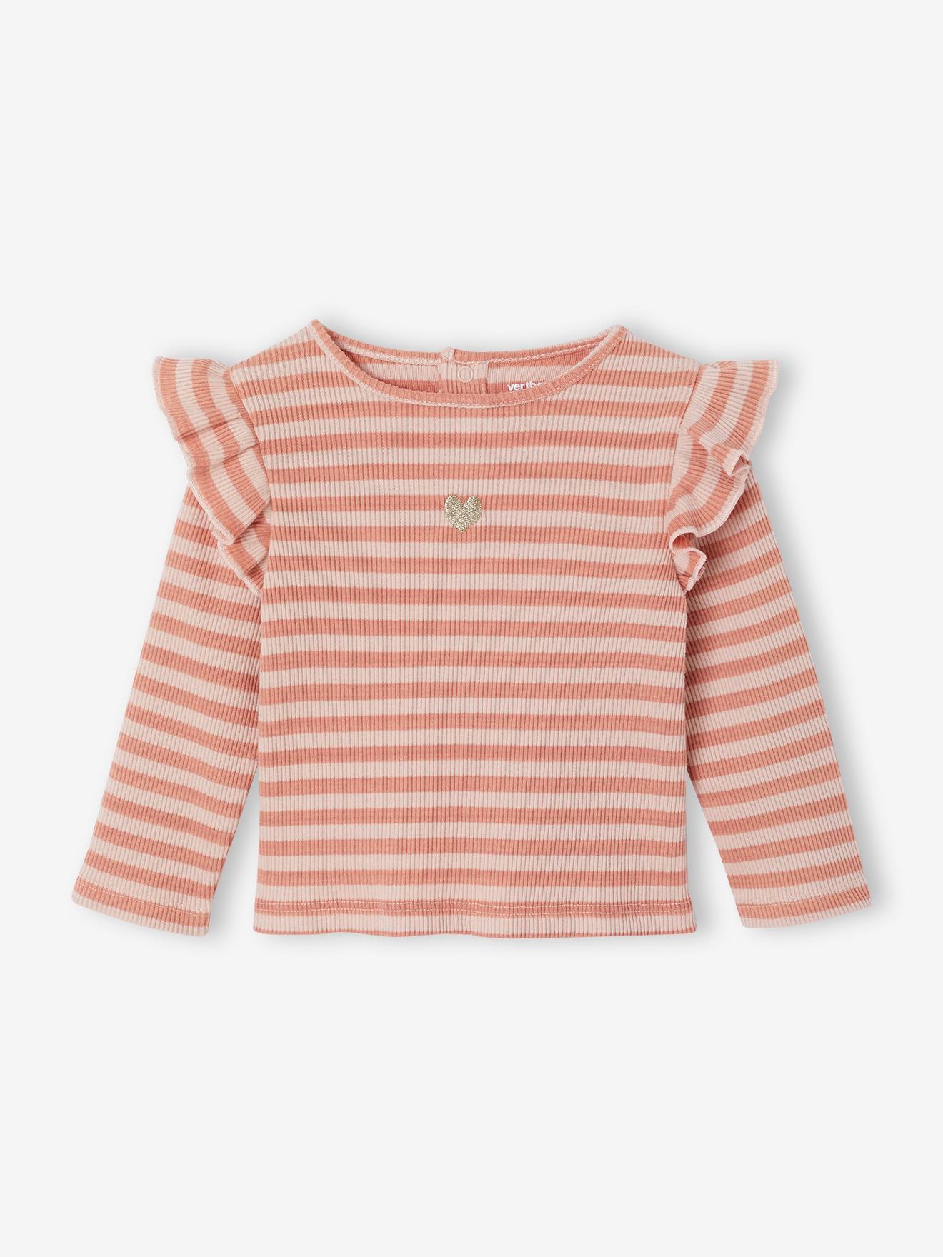 Baby Shirt mit Volants und Herz-Stickerei