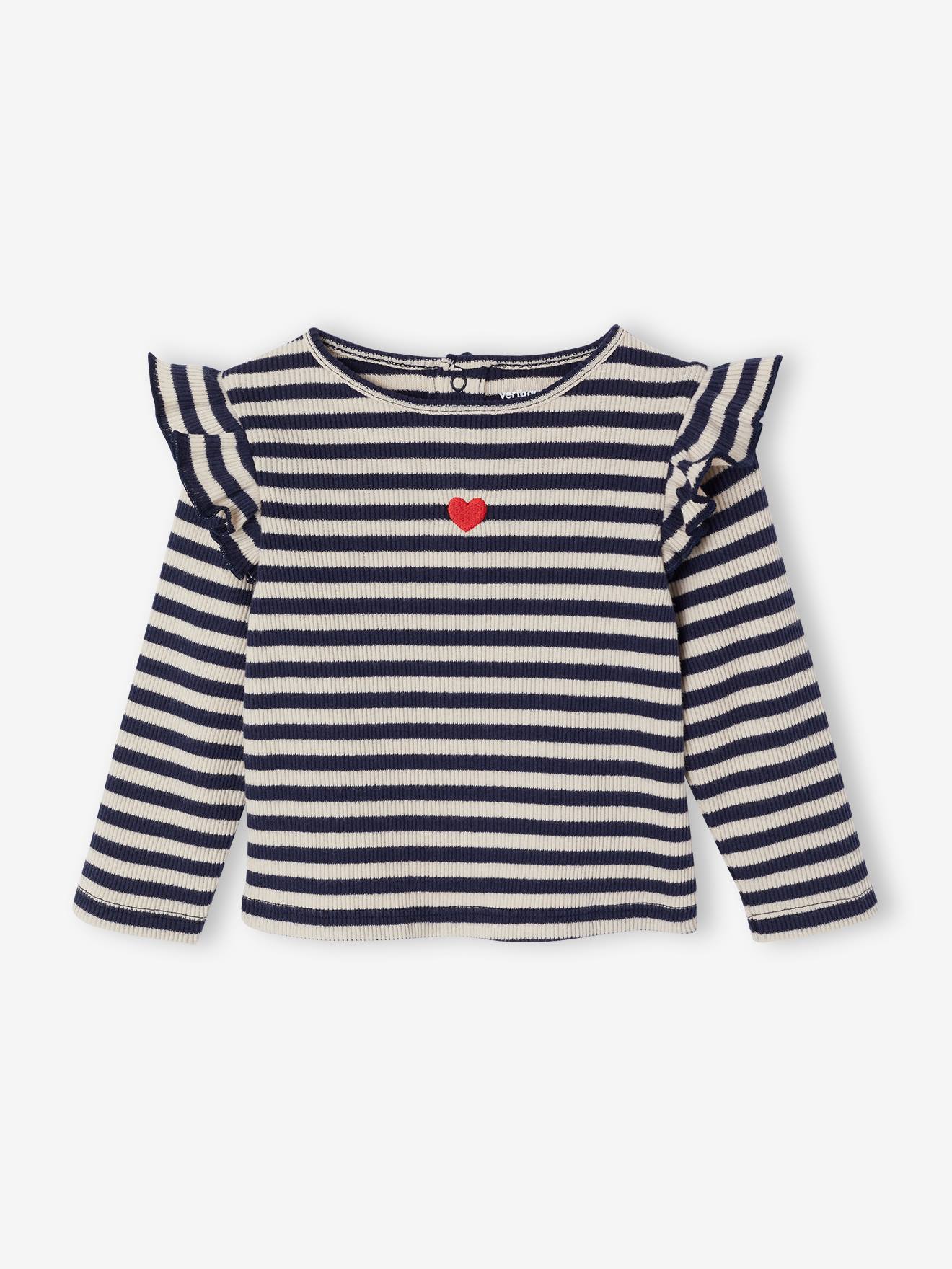 Baby Shirt mit Volants und Herz-Stickerei