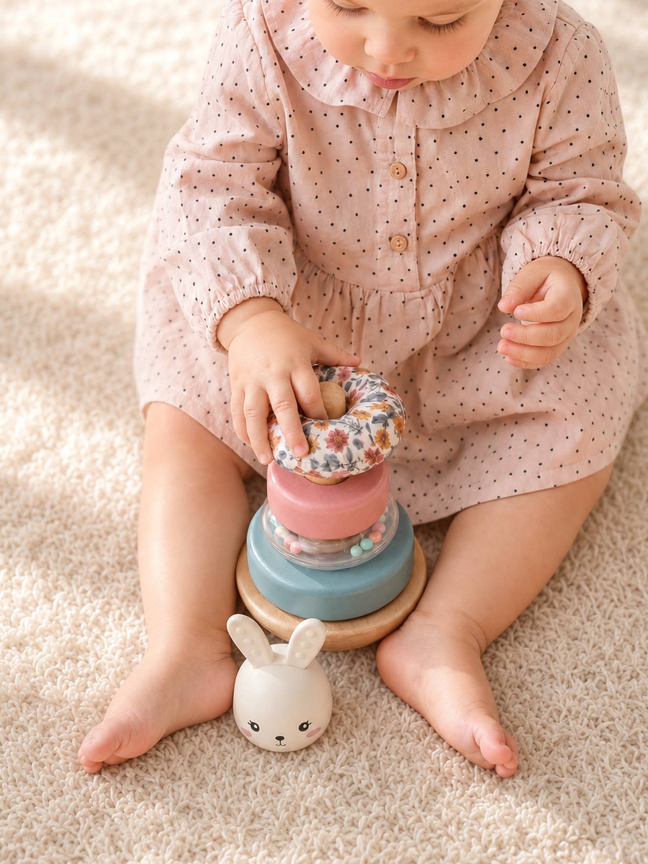 Baby Stapelturm HASE RETRO FLOWER mit Holz FSC®
