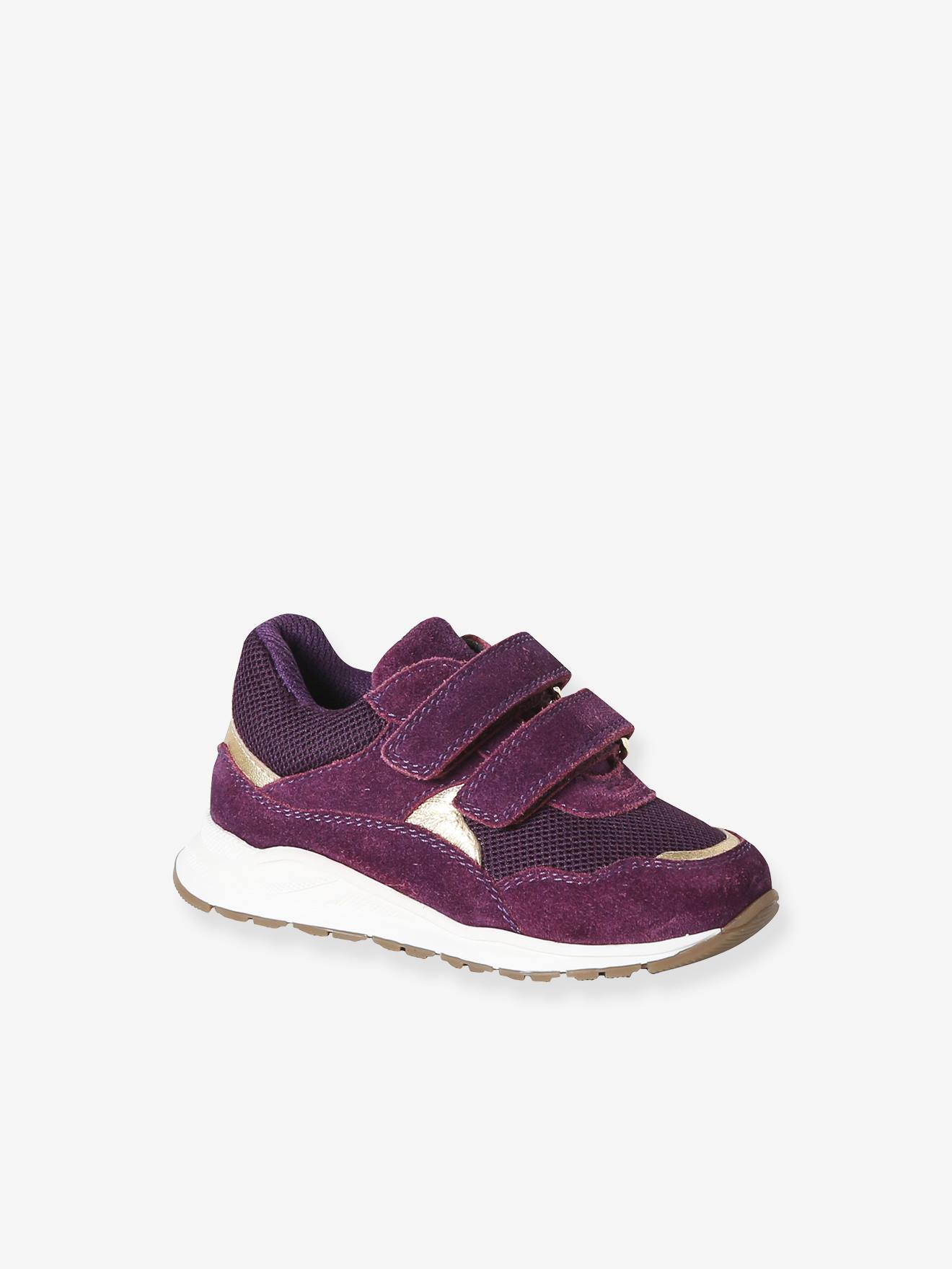 Baby Klett-Lauflernsneakers aus Leder mit Gold-Details