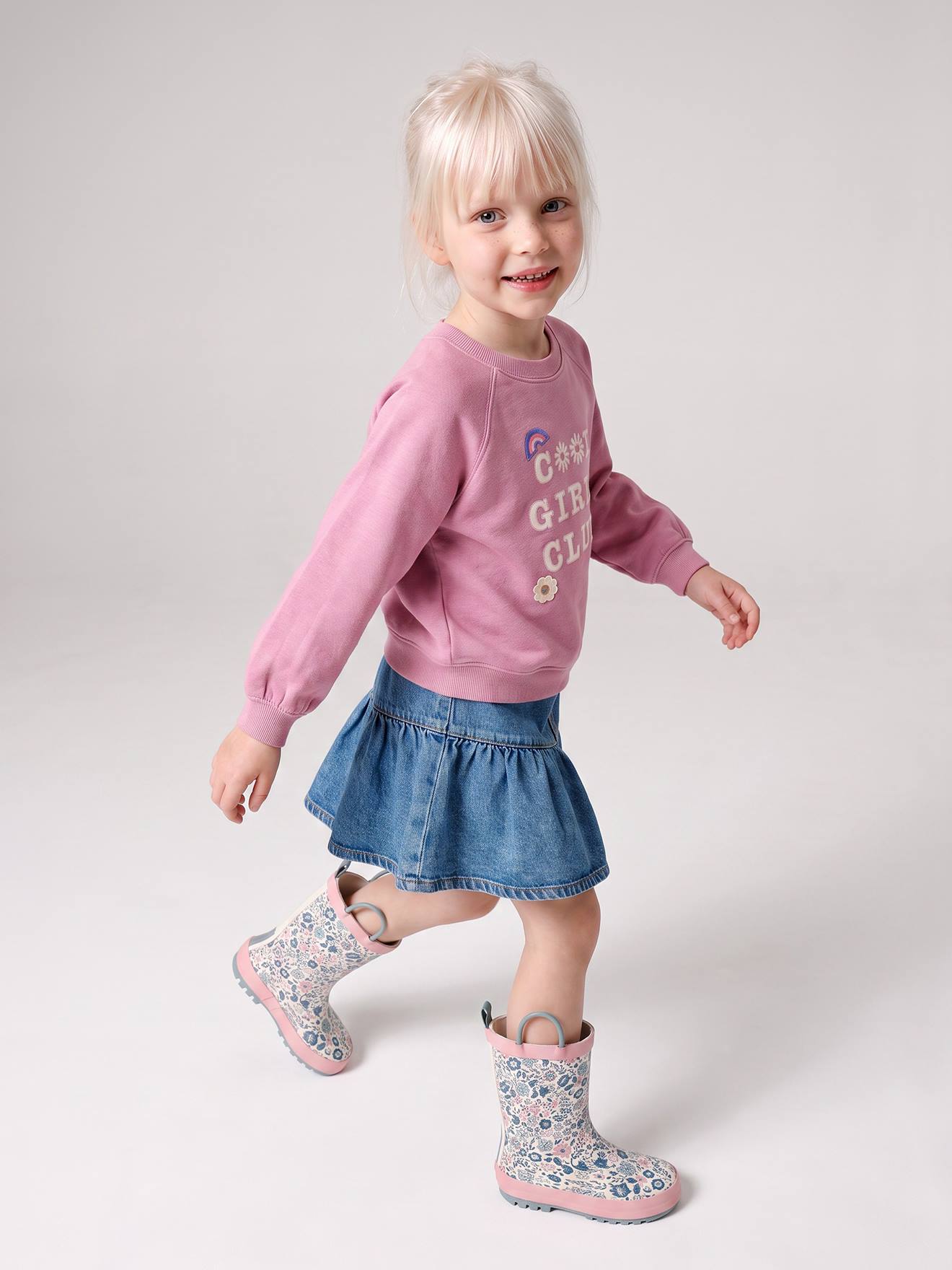 Jeansrock Mädchen Vintage-Style Bundweite verstellbar