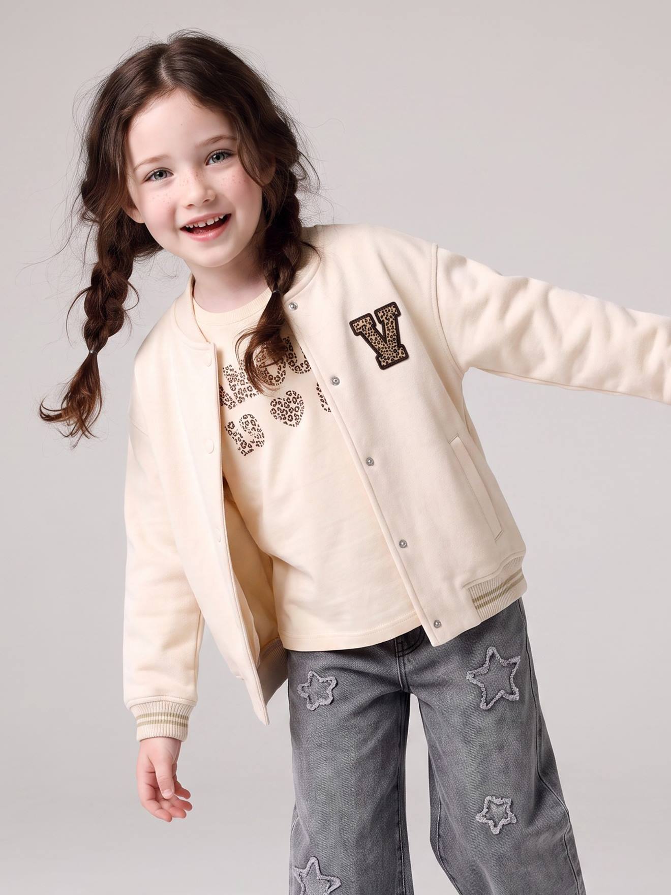 Mädchen Sweatjacke im College-Look mit Recycling-Polyester