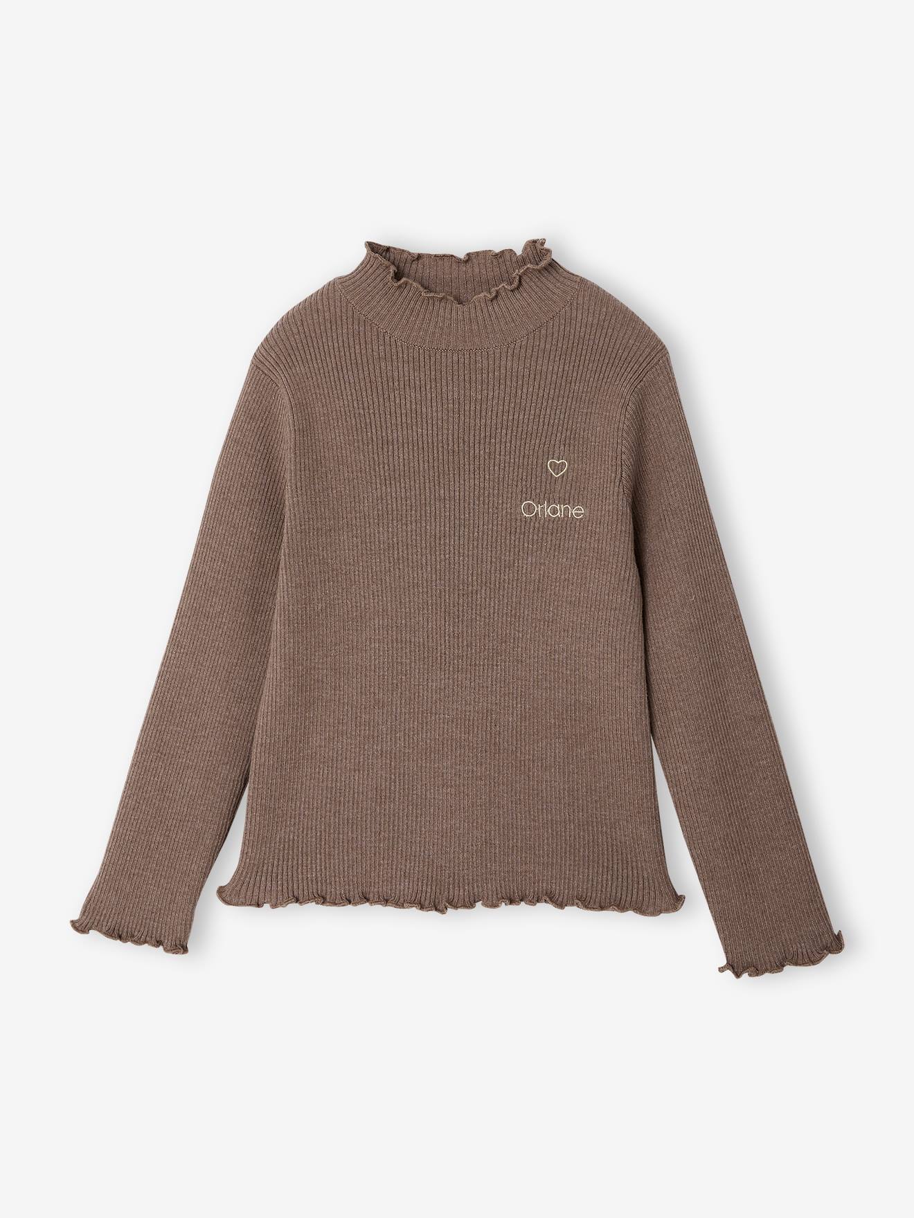 Unterziehshirt mit Stehkragen Mädchen Rippenstrick personalisierbar