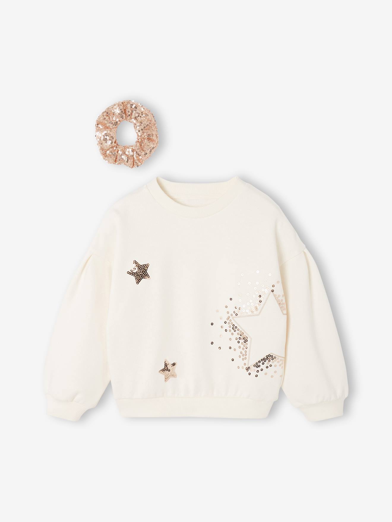 Weihnachts-Set aus Sweatshirt und Scrunchie mit Pailletten Mädchen
