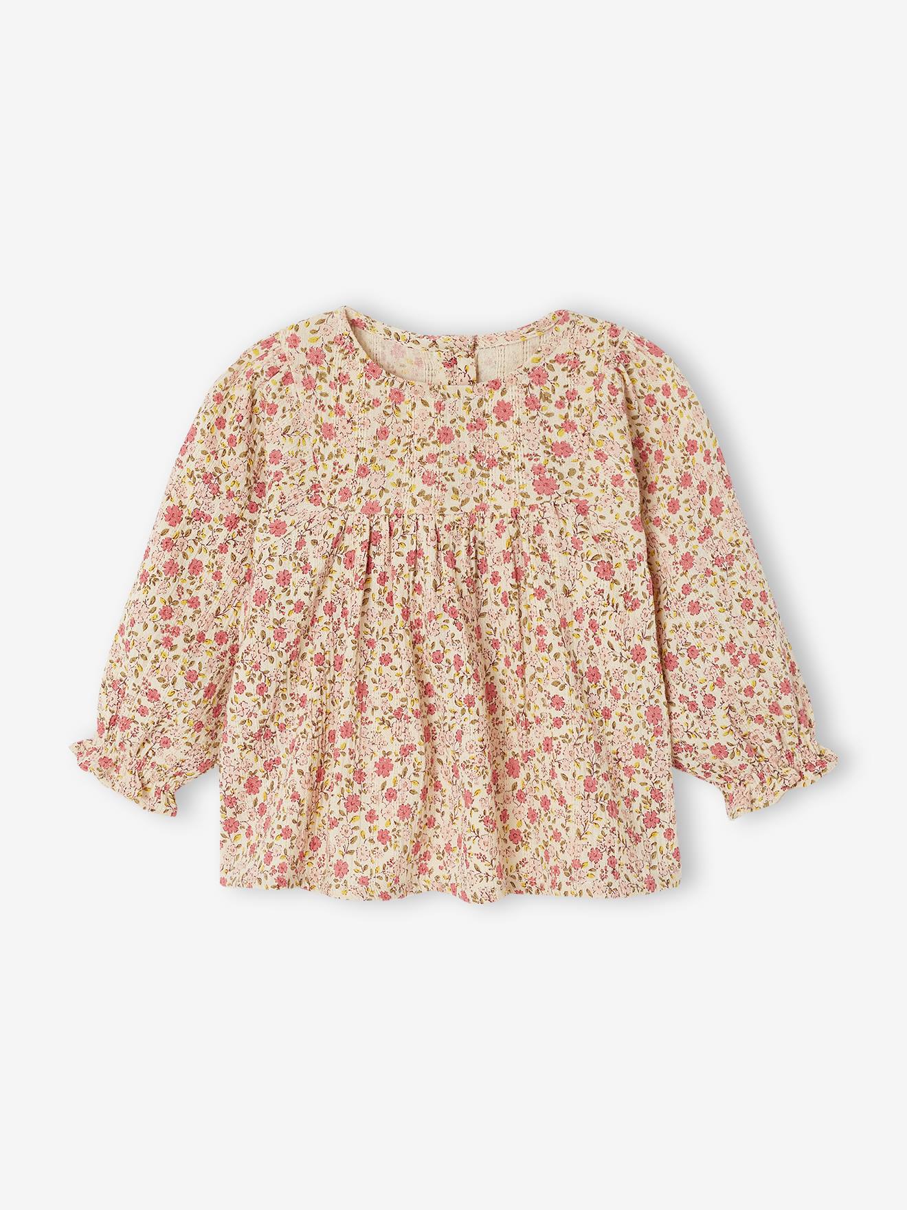 Baby Bluse mit Blumenprint aus Baumwollkrepp