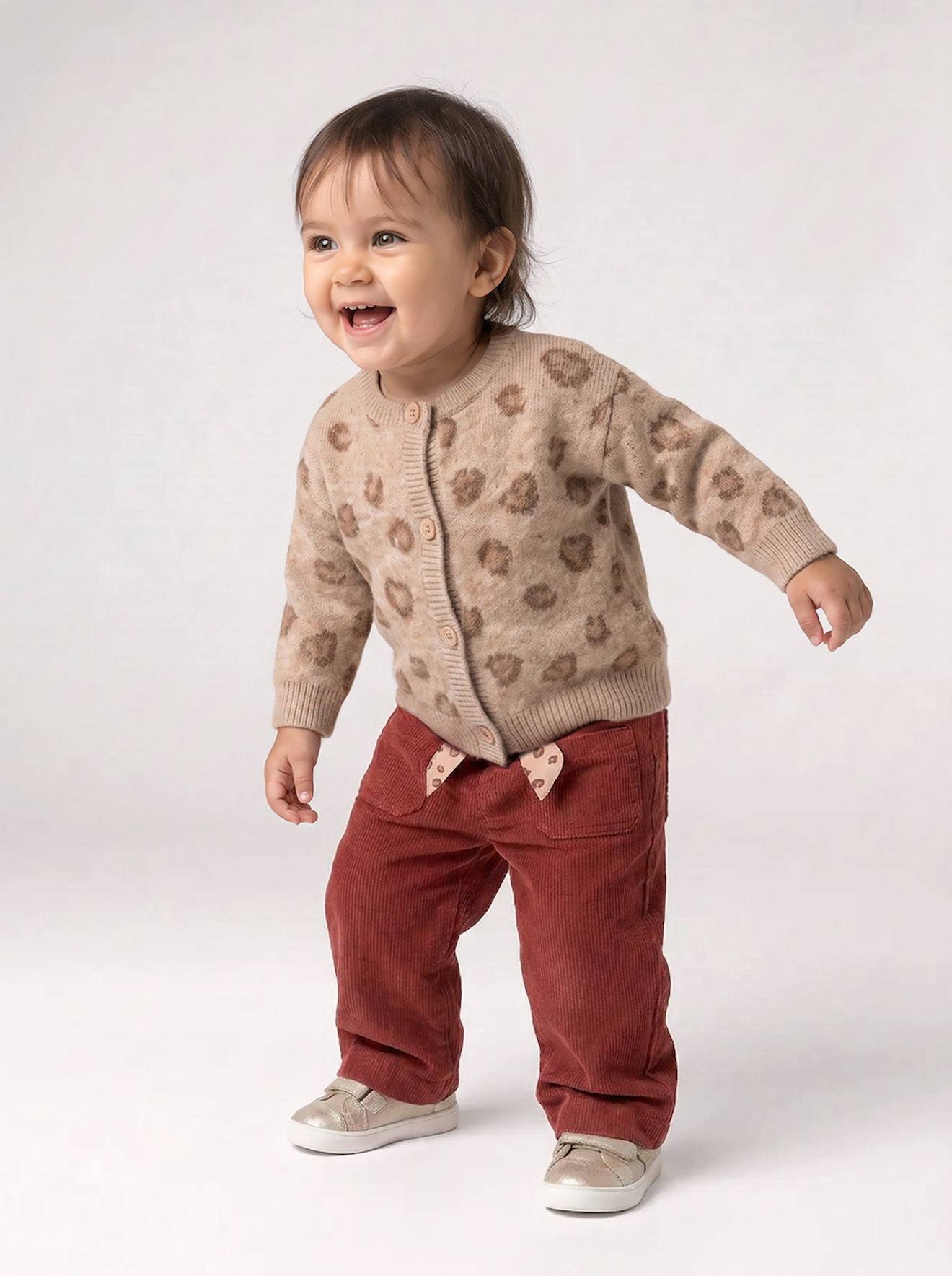 Baby Cordhose mit weitem Bein und Stoffgürtel
