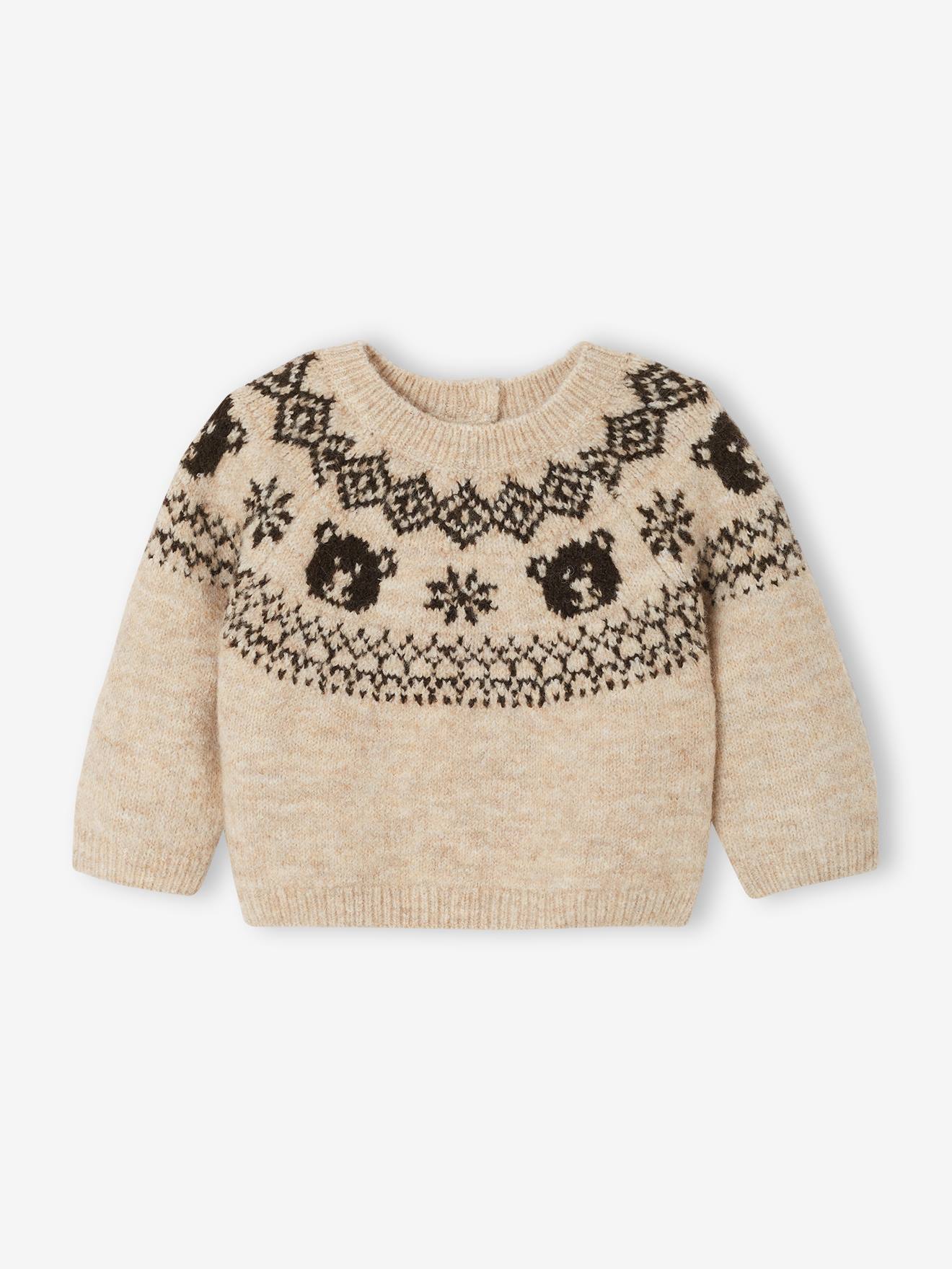 Baby Pullover mit Bär-Strickmuster
