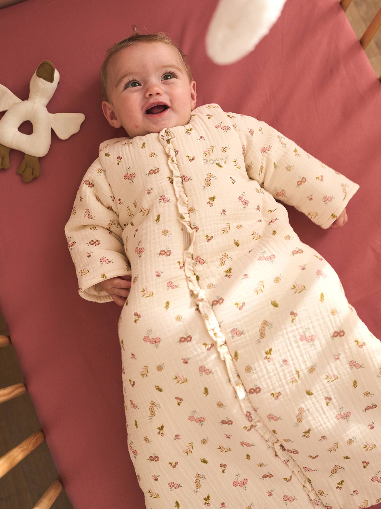 Baby Musselin-Winterschlafsack COCOTTE mit abnehmbaren Ärmeln mitwachsend TOG 3 personalisierbar