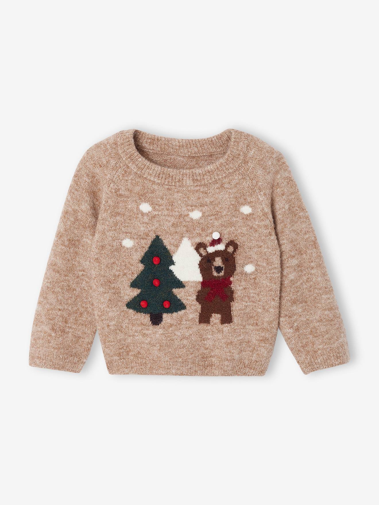 Baby Pullover mit Weihnachts-Jacquardmotiv Bär mit Tannenbaum