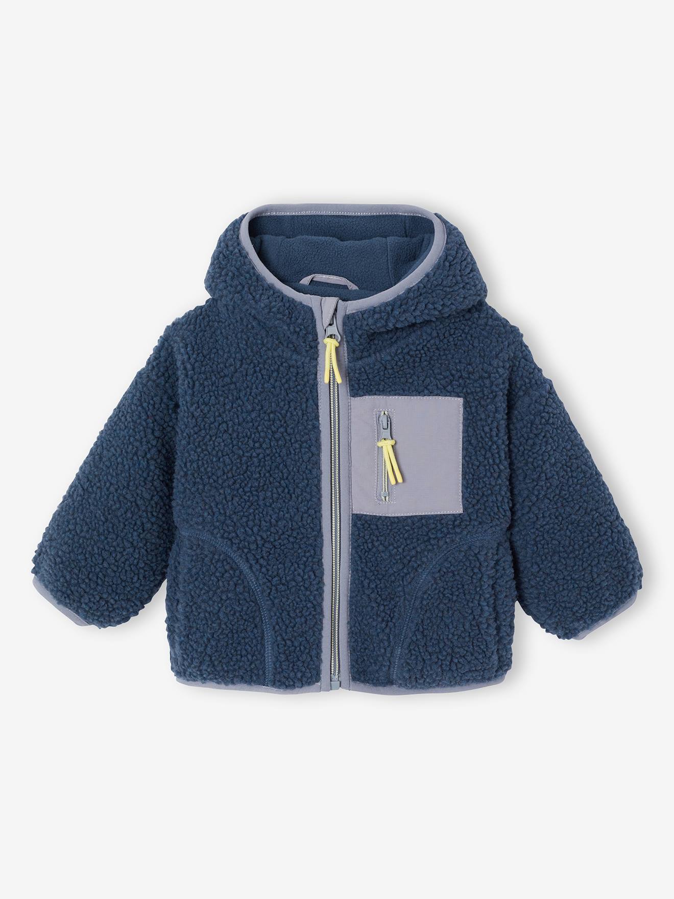 Baby Teddyfleecejacke mit Kapuze und Reißverschluss
