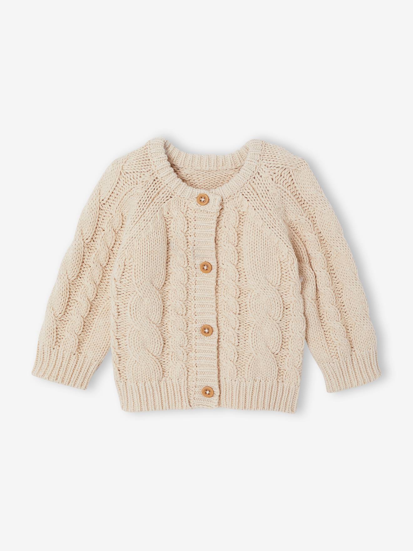 Baby Strickjacke mit Zopfmuster