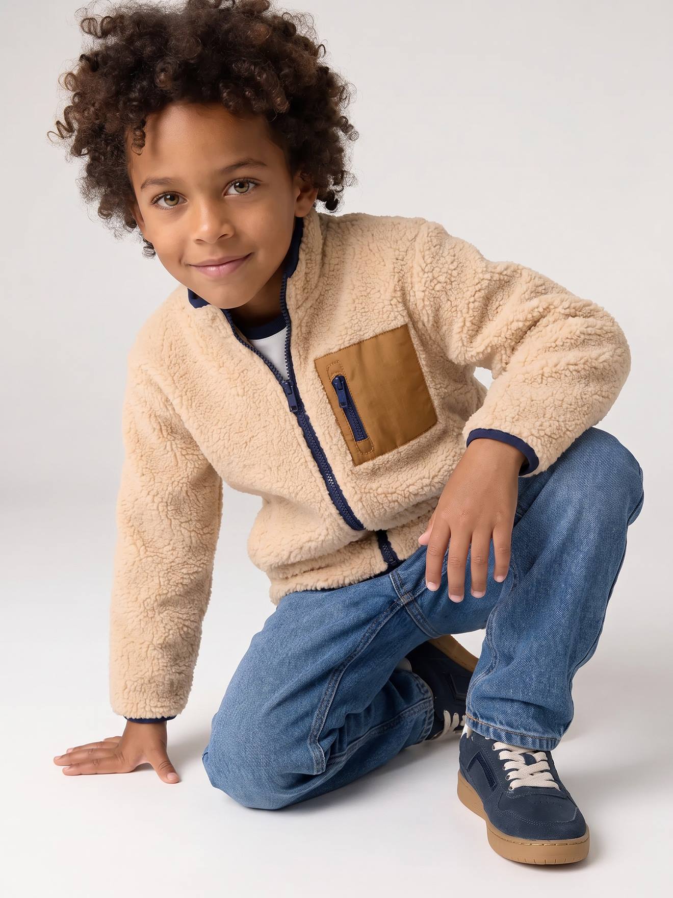 3-in-1-Winterjacke mit herausnehmbarer Teddyfleece-Innenweste Jungen pekannuss