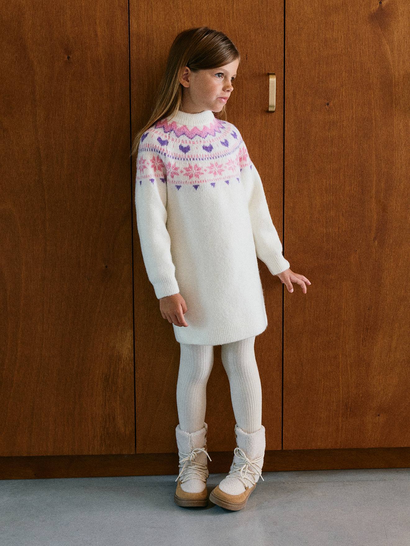 Mädchen Strickkleid mit Norwegermuster
