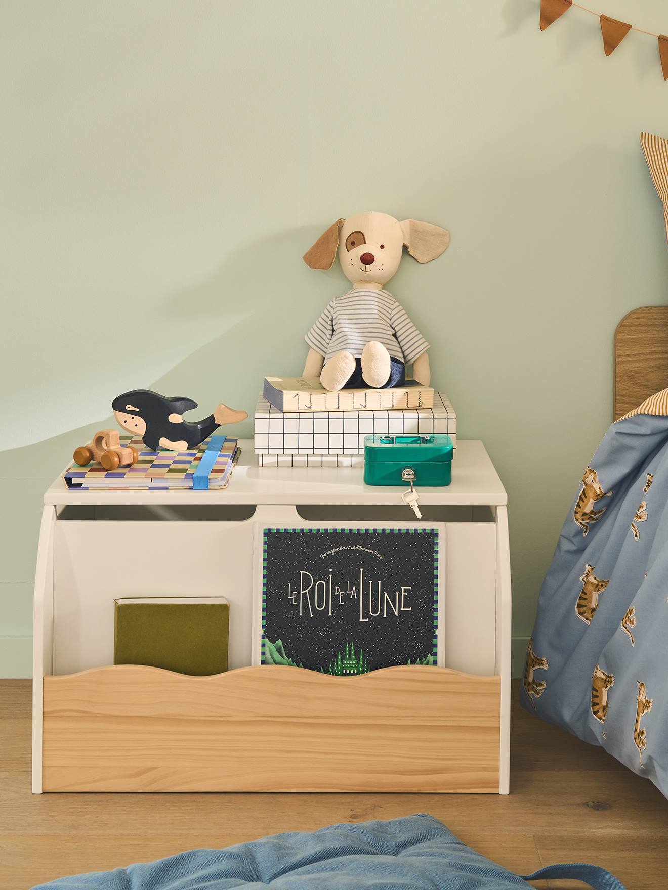 vertbaudet Truhe mit Bücherfach WAVY Aufbewahrung Kinderzimmer in natur