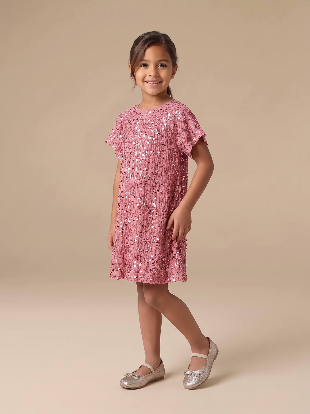 Mädchenkleid aus Samt und Pailletten
