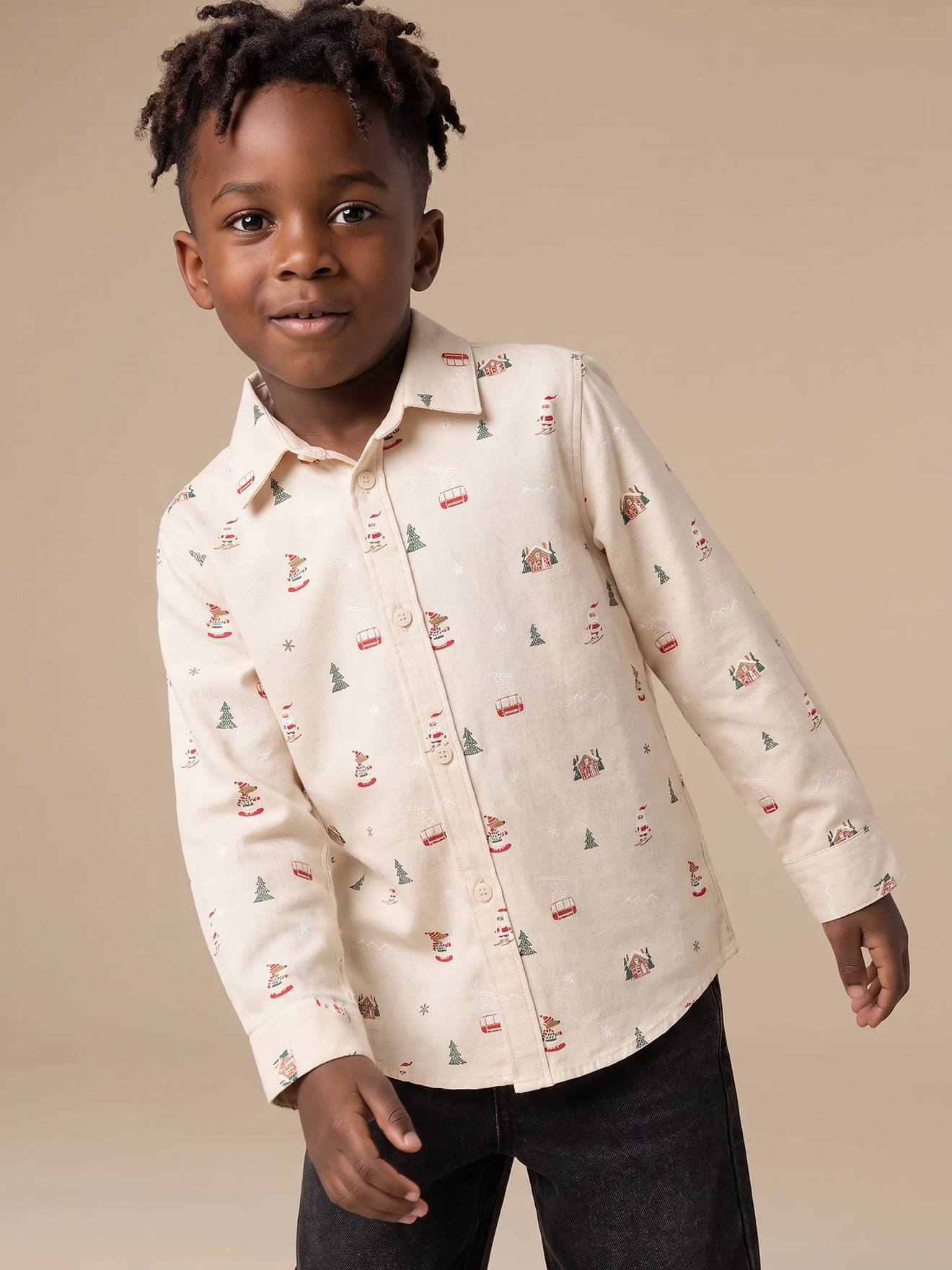 Flanellhemd Jungen mit Weihnachtsmotiven