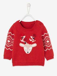 Babymode-Pullover, Strickjacken & Sweatshirts-Pullover-Baby Weihnachts-Pullover mit Rentiermotiv, Unisex