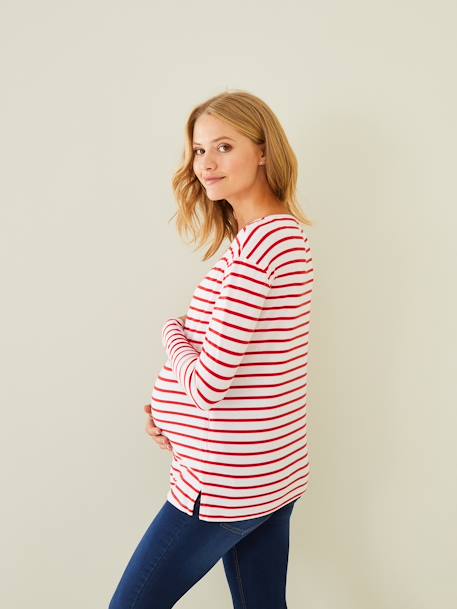 Shirt in Wickelform, Schwangerschaft & Stillzeit - weiß/blau gestreift+weiß/rot gestreift - 10