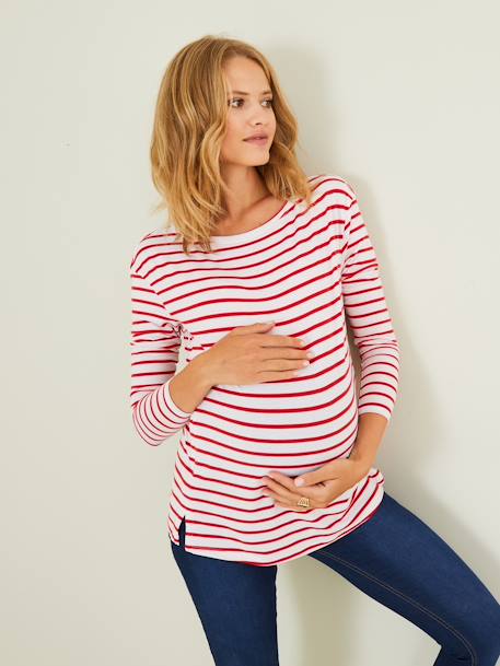Shirt in Wickelform, Schwangerschaft & Stillzeit - weiß/blau gestreift+weiß/rot gestreift - 13