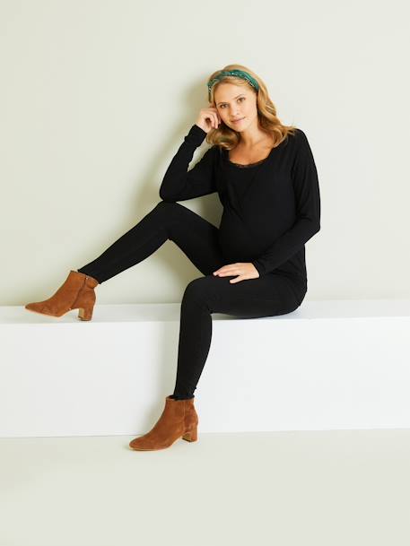 Umstandsshirt mit Spitze, Schwangerschaft & Stillzeit - schwarz - 7