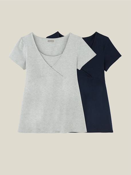 2er-Pack T-Shirts für Schwangerschaft & Stillzeit Oeko-Tex - pack marine/grau+schwarz - 6