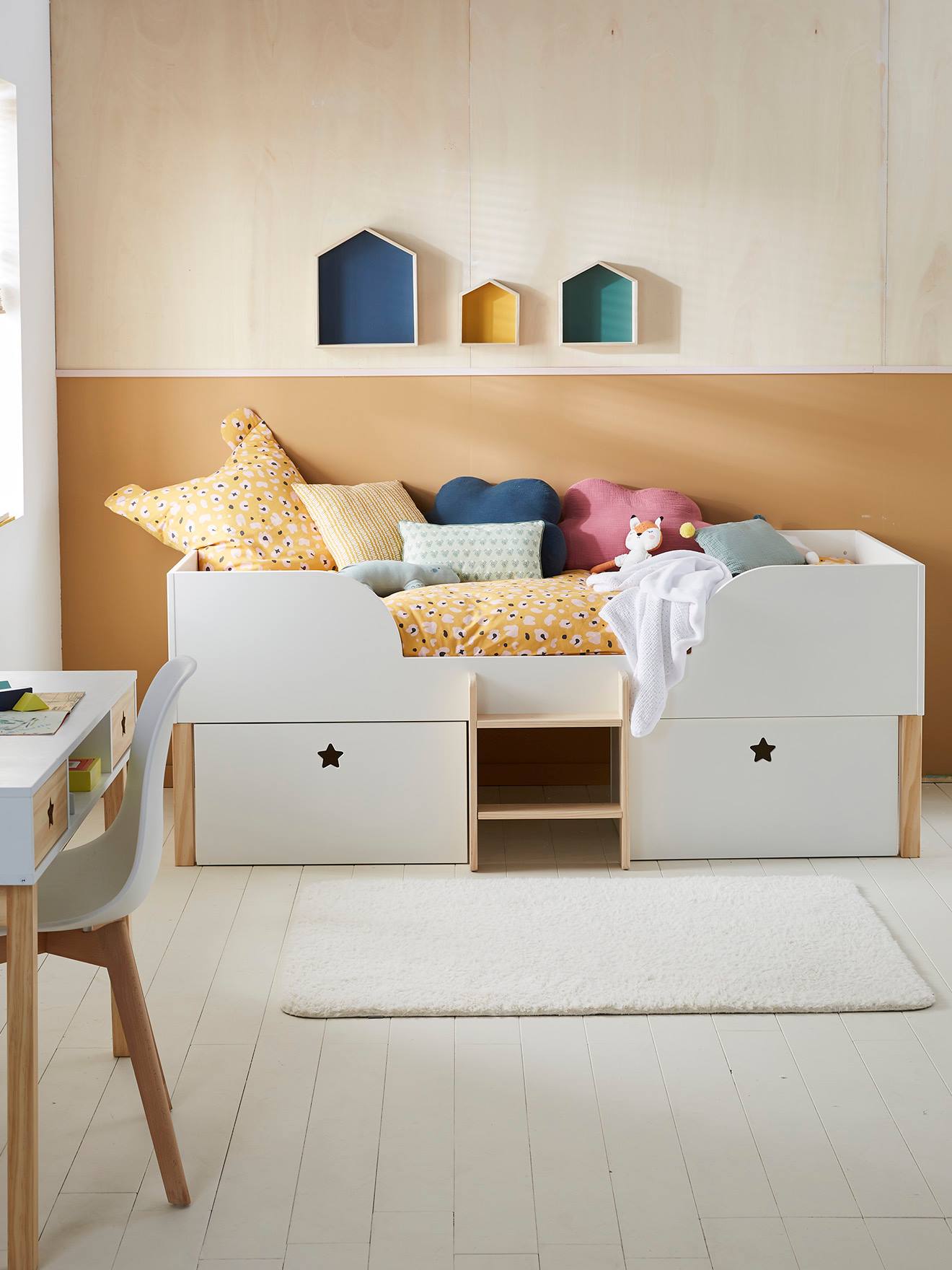 Kinderbett GROßER BÄR mit Aufbewahrung Kombi-Hochbett 90x190 cm