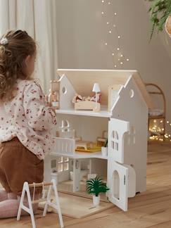 Spielzeug-Miniwelten, Konstruktion & Fahrzeuge-Puppenhaus mit Zubehör aus Holz FSC