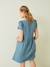 Musselin-Kleid, Schwangerschaft & Stillzeit Oeko-Tex - aquamarin+blau+weiß - 3