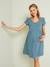 Musselin-Kleid, Schwangerschaft & Stillzeit Oeko-Tex - aquamarin+blau+weiß - 4
