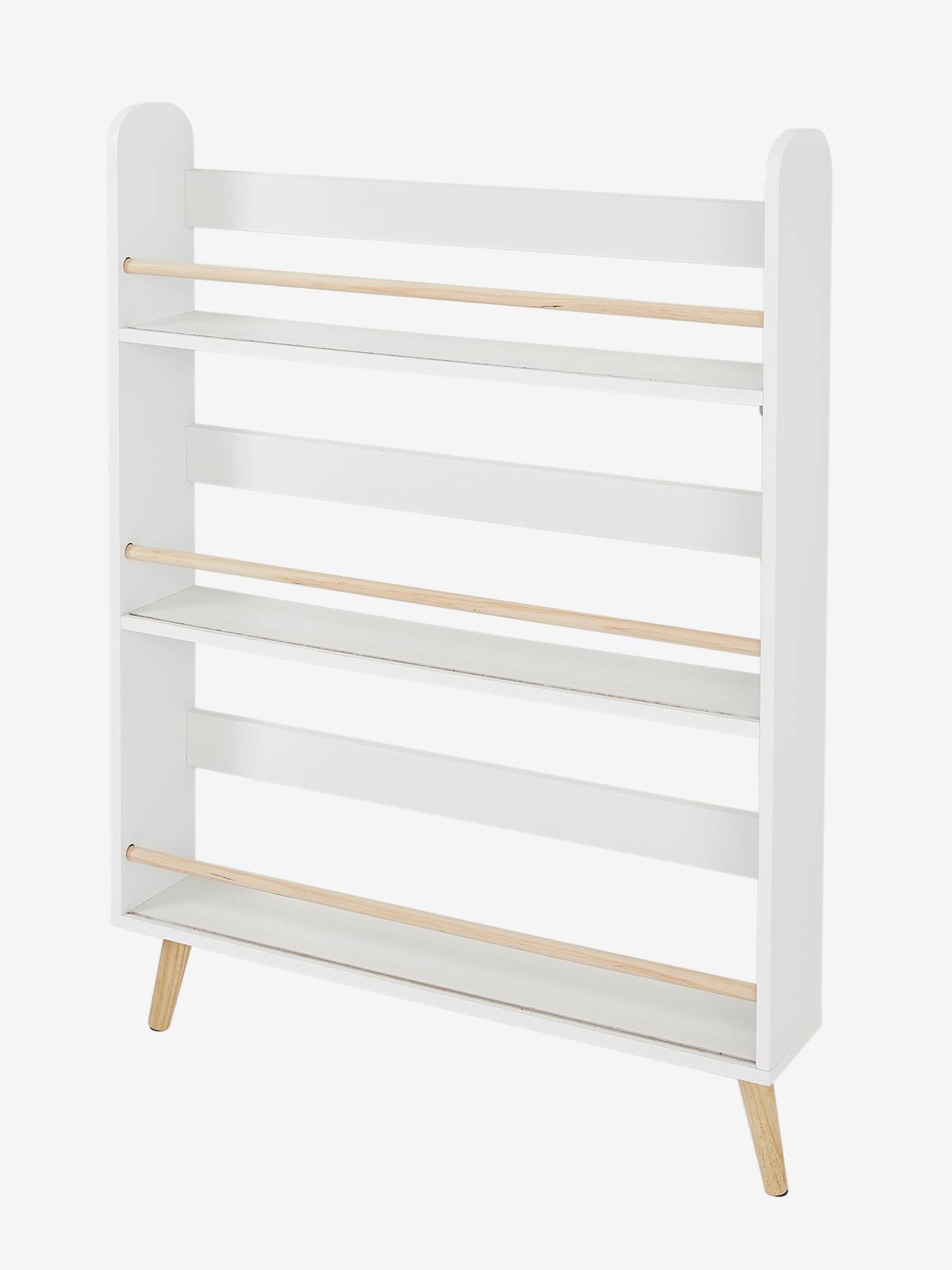 vertbaudet Schmales Wand-Bücherregal KONFETTI mit Füßen, Kinderzimmer in weiß/natur